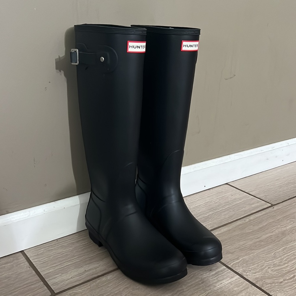 Hunter Tall Rubber Boots Black Size 9
